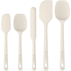 ChefAide 5 Pieces Silicone Spatula Set, Food Grade Rubber Spatula, Upgrade Strong Handle with Ergonomic Grip, Heat Resistant Up to 600°F for Nonstick Cookware, Cooking