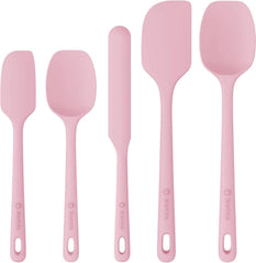 ChefAide 5 Pieces Silicone Spatula Set, Food Grade Rubber Spatula, Upgrade Strong Handle with Ergonomic Grip, Heat Resistant Up to 600°F for Nonstick Cookware, Cooking