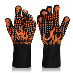 Comsmart BBQ Gloves, 1472 Degree F Heat Resistant Grilling Gloves Silicone Non-Slip Oven Gloves Long Kitchen Gloves for Barbecue, Cooking, Baking, Cutting