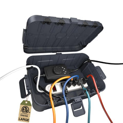 Flemoon Large Outdoor Electrical Box (12.5 x 8.5 x 5 inch), IP54 Waterproof Extension Cord Cover Weatherproof, Protect Outlet, Plug, Socket, Timer, Power Strip, Holiday Light Decoration, Black