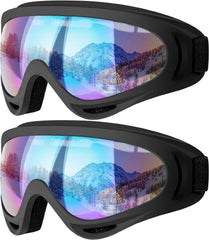 COOLOO Ski Goggles, 2 Pack Snow Goggles Snowboard Goggles for Men Women Kids - UV Protection Foam Anti-Scratch Dustproof