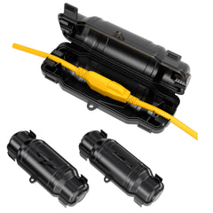 2 Pack Outdoor Extension Cord Safety Cover with Waterproof Seal IP54 Water-Resistant, Weatherproof Electrical Connection Box with 2 Latches, Plug, Socket, Holiday Decoration Light, Black