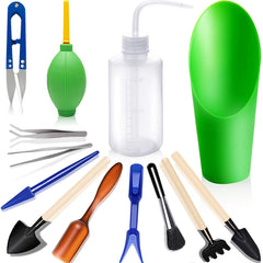 Succulent Tools, 13 Pcs Mini Garden Tool Set, Transplanting Tools Set,Succulent Care kit for Succulent Miniature Gardening Plant, Black