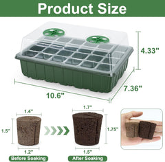 Grow Sponges with Tray, 24 Pack Seed Starter Pods & Starter Plugs for Cuttings, Hydroponic Grow Sponges for Seed Starting, Plant Plugs for Herbs Vegetables Flowers, Easy Transplant Rooter Pods