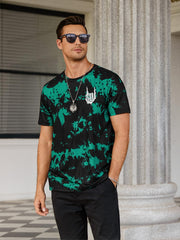 Hardaddy Men's Casual Tie Dye T-Shirts Short Sleeve Round Neck Graphic Tee Rock Band Tee Shirts