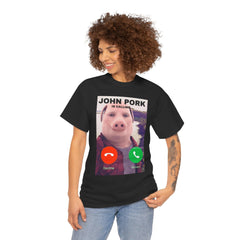 John Pork Funny Answer Call Phone T-Shirt, Brainrot T-Shirt