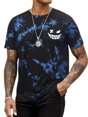 Hardaddy Men's Casual Tie Dye T-Shirts Short Sleeve Round Neck Graphic Tee Rock Band Tee Shirts