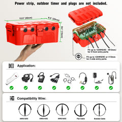 Flemoon Large Outdoor Electrical Box (12.5 x 8.5 x 5 inch), IP54 Waterproof Extension Cord Cover Weatherproof, Protect Outlet, Plug, Socket, Timer, Power Strip, Holiday Light Decoration, Black