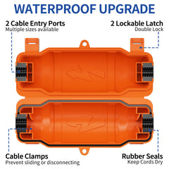 2 Pack Outdoor Extension Cord Safety Cover with Waterproof Seal IP54 Water-Resistant, Weatherproof Electrical Connection Box with 2 Latches, Plug, Socket, Holiday Decoration Light, Black