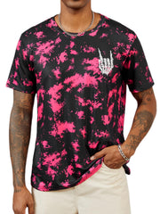 Hardaddy Men's Casual Tie Dye T-Shirts Short Sleeve Round Neck Graphic Tee Rock Band Tee Shirts