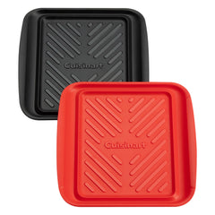 Cuisinart Grilling Prep & Serve Trays, 17x10.5 inch BBQ Tray Safe for Food Handling, 2 Dishwasher Safe Nesting Trays Black & Red, Perfect Grilling Accessories for Cooked & Raw Meat, Fits 6 Burgers