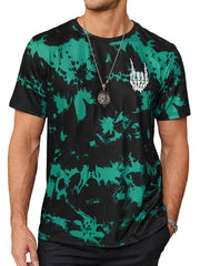 Hardaddy Men's Casual Tie Dye T-Shirts Short Sleeve Round Neck Graphic Tee Rock Band Tee Shirts