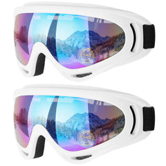 COOLOO Ski Goggles, 2 Pack Snow Goggles Snowboard Goggles for Men Women Kids - UV Protection Foam Anti-Scratch Dustproof