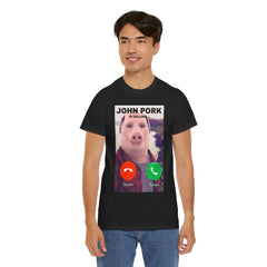 John Pork Funny Answer Call Phone T-Shirt, Brainrot T-Shirt