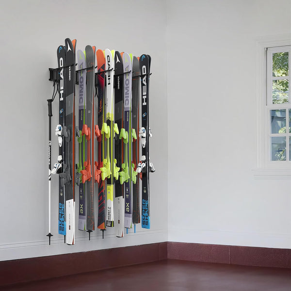 Ultrawall Ski Rack, Wall Mounted Ski Storage for Garage Storage Organizer System, 10 Pairs of Skis Holder for Home Shed, Holds Up to 300lbs