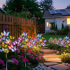 Adecorty Solar Garden Lights Outdoor Waterproof Decorative Solar Lights Outdoor 2 Pack with 44 LED 34 Butterfly Flower Garden Decor Yard Patio Lawn, Gifts for Mother's Day Mom Women