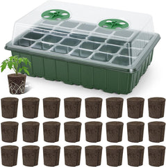 Grow Sponges with Tray, 24 Pack Seed Starter Pods & Starter Plugs for Cuttings, Hydroponic Grow Sponges for Seed Starting, Plant Plugs for Herbs Vegetables Flowers, Easy Transplant Rooter Pods