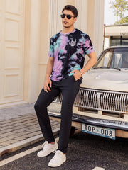 Hardaddy Men's Casual Tie Dye T-Shirts Short Sleeve Round Neck Graphic Tee Rock Band Tee Shirts