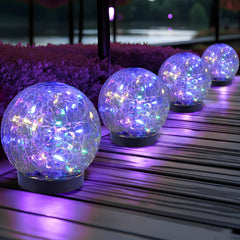 JKIMK Solar Globe Lights Outdoor Waterproof-Solar Balls Garden-Cracked Glass Ball Solar Lights Outdoor-Solar Orbs Outside-Outdoor Decorations Patio & Yard Lawn Backyard Decor (GUO-XBQ-5-5-5)