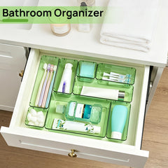 Vtopmart 25 PCS Clear Plastic Drawer Organizers Set, 4-Size Versatile Bathroom and Vanity Drawer Organizer Trays, Storage Bins for Makeup, Bedroom, Kitchen Gadgets Utensils and Office