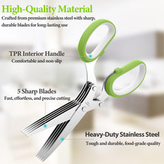 2026 Upgraded Herb Scissors, Effortless Herb Shears Cutter Tool with Sharp Stainless Steel Blades for Fresh Herbs, Must-Have Kitchen & Cooking Gadget, Green