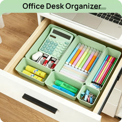 Vtopmart 25 PCS Clear Plastic Drawer Organizers Set, 4-Size Versatile Bathroom and Vanity Drawer Organizer Trays, Storage Bins for Makeup, Bedroom, Kitchen Gadgets Utensils and Office