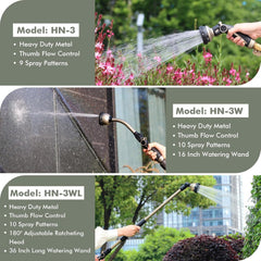 RESTMO Watering Wand Heavy Duty, Metal Garden Hose Wand with 10 Spray Patterns, 15-Inch Long Hose Nozzle Sprayer with Thumb Flow Control, Ideal to Water Hanging Baskets and Shrubs