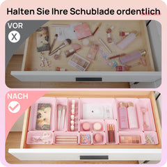 Vtopmart 25 PCS Clear Plastic Drawer Organizers Set, 4-Size Versatile Bathroom and Vanity Drawer Organizer Trays, Storage Bins for Makeup, Bedroom, Kitchen Gadgets Utensils and Office