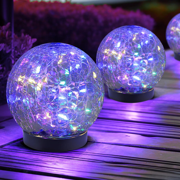JKIMK Solar Globe Lights Outdoor Waterproof-Solar Balls Garden-Cracked Glass Ball Solar Lights Outdoor-Solar Orbs Outside-Outdoor Decorations Patio & Yard Lawn Backyard Decor (GUO-XBQ-5-5-5)