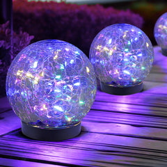 JKIMK Solar Globe Lights Outdoor Waterproof-Solar Balls Garden-Cracked Glass Ball Solar Lights Outdoor-Solar Orbs Outside-Outdoor Decorations Patio & Yard Lawn Backyard Decor (GUO-XBQ-5-5-5)