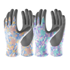 COOLJOB 2 Pairs Gardening Gloves for Women Ladies, Breathable Rubber Coated for Yard Garden, Outdoor Indoor Protective Work with Grip, Medium Size, Red & Green