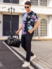 Hardaddy Men's Casual Tie Dye T-Shirts Short Sleeve Round Neck Graphic Tee Rock Band Tee Shirts