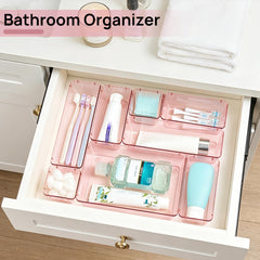 Vtopmart 25 PCS Clear Plastic Drawer Organizers Set, 4-Size Versatile Bathroom and Vanity Drawer Organizer Trays, Storage Bins for Makeup, Bedroom, Kitchen Gadgets Utensils and Office