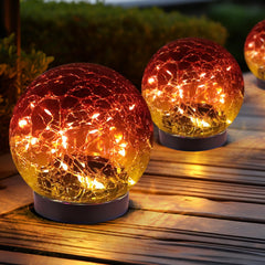 JKIMK Solar Globe Lights Outdoor Waterproof-Solar Balls Garden-Cracked Glass Ball Solar Lights Outdoor-Solar Orbs Outside-Outdoor Decorations Patio & Yard Lawn Backyard Decor (GUO-XBQ-5-5-5)