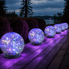 JKIMK Solar Globe Lights Outdoor Waterproof-Solar Balls Garden-Cracked Glass Ball Solar Lights Outdoor-Solar Orbs Outside-Outdoor Decorations Patio & Yard Lawn Backyard Decor (GUO-XBQ-5-5-5)