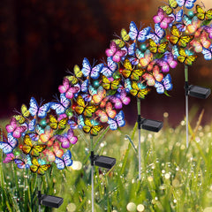 Adecorty Solar Garden Lights Outdoor Waterproof Decorative Solar Lights Outdoor 2 Pack with 44 LED 34 Butterfly Flower Garden Decor Yard Patio Lawn, Gifts for Mother's Day Mom Women