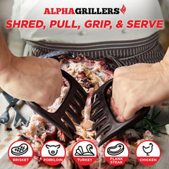 Alpha Grillers Meat Shredder Claws - Grilling Accessories Birthday Gifts for Men Dad Him Husband - BBQ Accessories Bear Claws Grill Puller for Cooking Shredding Barbecue Smoker Pulled Pork Chicken