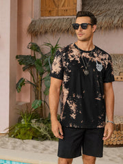 Hardaddy Men's Casual Tie Dye T-Shirts Short Sleeve Round Neck Graphic Tee Rock Band Tee Shirts