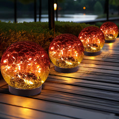 JKIMK Solar Globe Lights Outdoor Waterproof-Solar Balls Garden-Cracked Glass Ball Solar Lights Outdoor-Solar Orbs Outside-Outdoor Decorations Patio & Yard Lawn Backyard Decor (GUO-XBQ-5-5-5)
