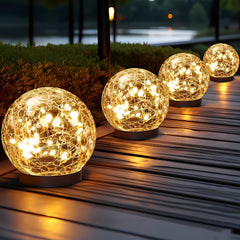 JKIMK Solar Globe Lights Outdoor Waterproof-Solar Balls Garden-Cracked Glass Ball Solar Lights Outdoor-Solar Orbs Outside-Outdoor Decorations Patio & Yard Lawn Backyard Decor (GUO-XBQ-5-5-5)