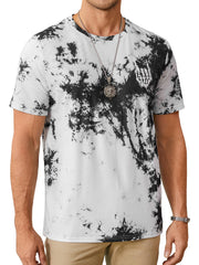 Hardaddy Men's Casual Tie Dye T-Shirts Short Sleeve Round Neck Graphic Tee Rock Band Tee Shirts