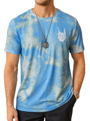 Hardaddy Men's Casual Tie Dye T-Shirts Short Sleeve Round Neck Graphic Tee Rock Band Tee Shirts