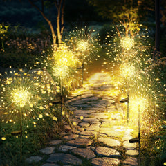 GIGALUMI Garden Decor Outdoor Lights 120LED 2Pack, Solar Garden Lights Outside Fairy Firework Decorative,Solar Powered for Yard Pathway Flowerbed Planter Balcony Patio 4th of July Decor (Warm White