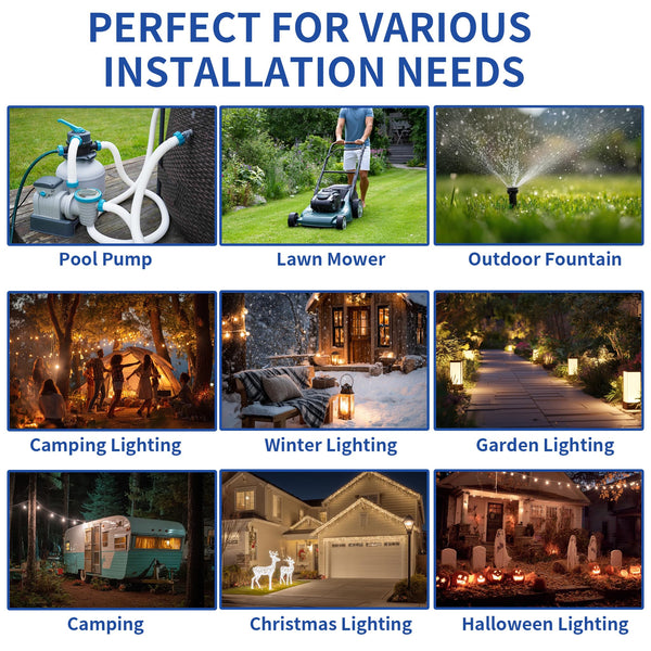 2 Pack Outdoor Extension Cord Safety Cover with Waterproof Seal IP54 Water-Resistant, Weatherproof Electrical Connection Box with 2 Latches, Plug, Socket, Holiday Decoration Light, Black